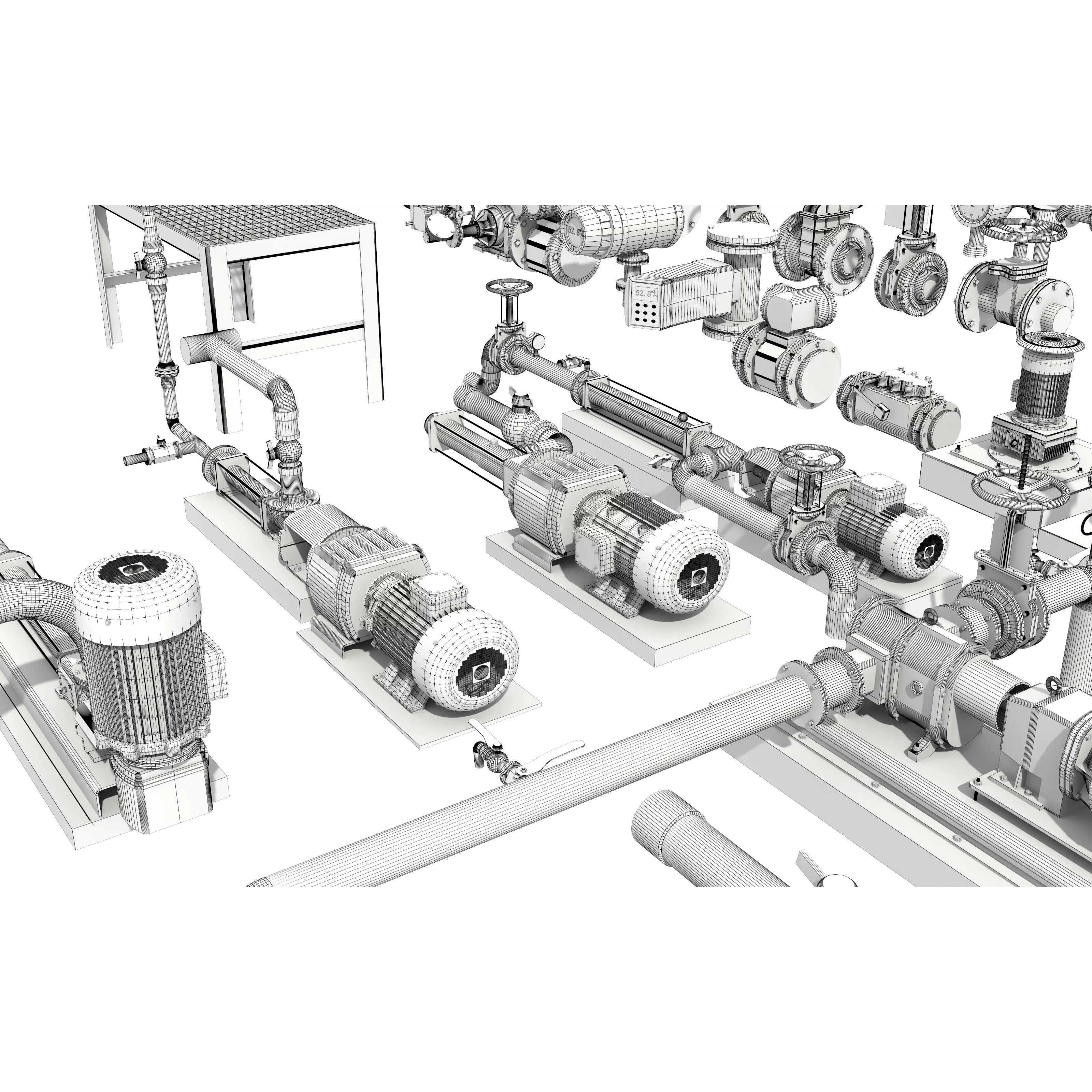 Industrial Valve Electric Motor - Low-Poly Game-Ready 3D Model - View 26