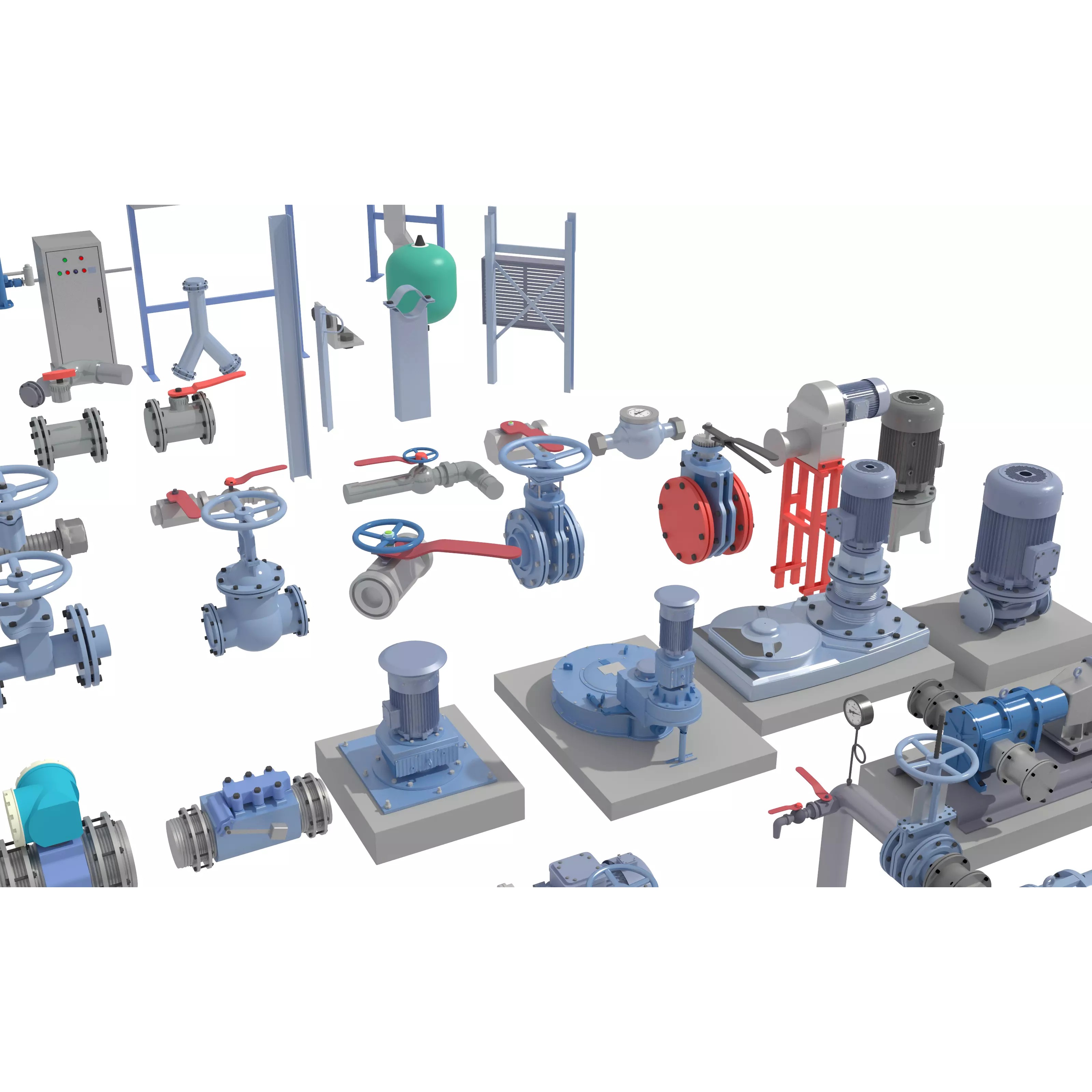 Industrial Valve Electric Motor - Low-Poly Game-Ready 3D Model - View 3