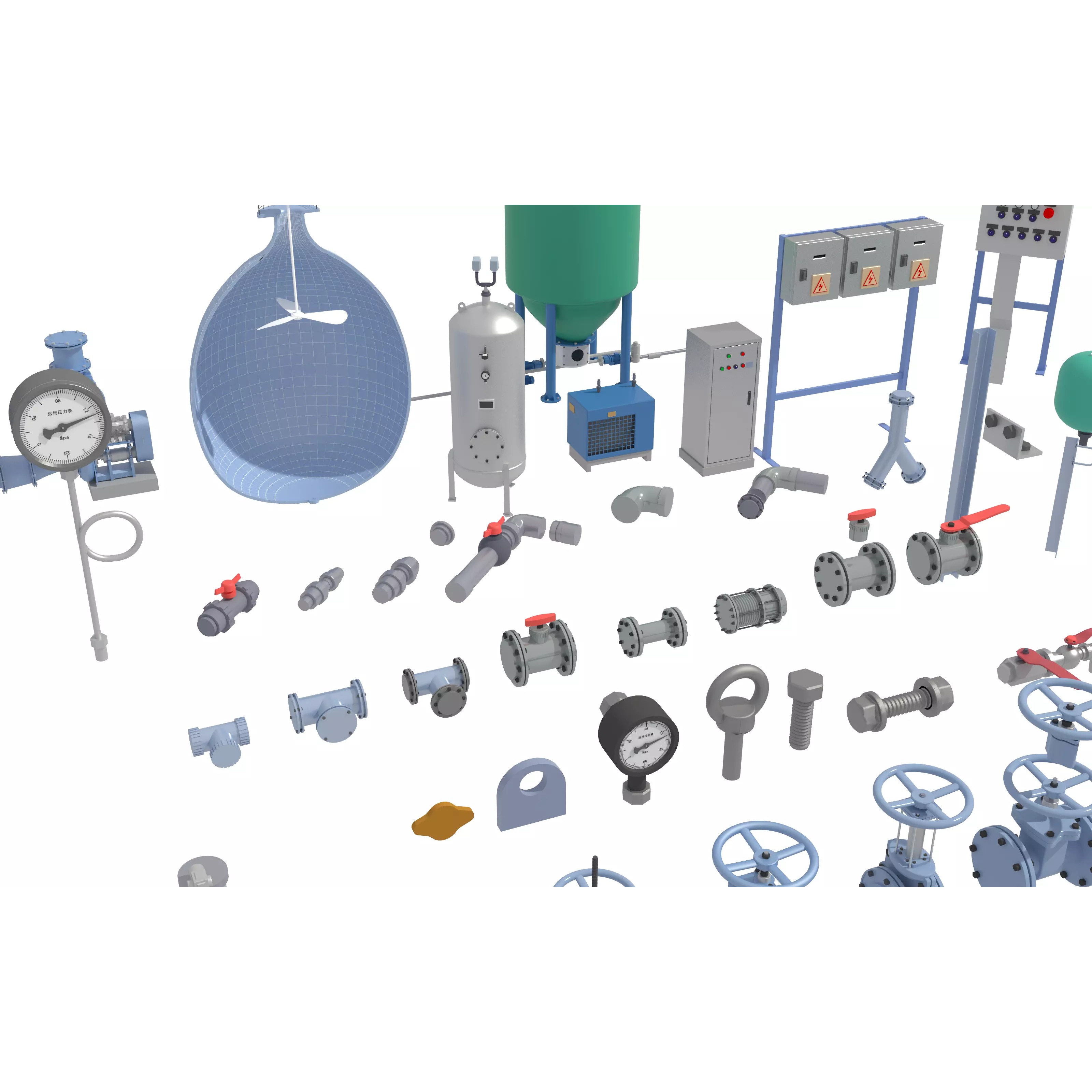 Industrial Valve Electric Motor - Low-Poly Game-Ready 3D Model - View 7