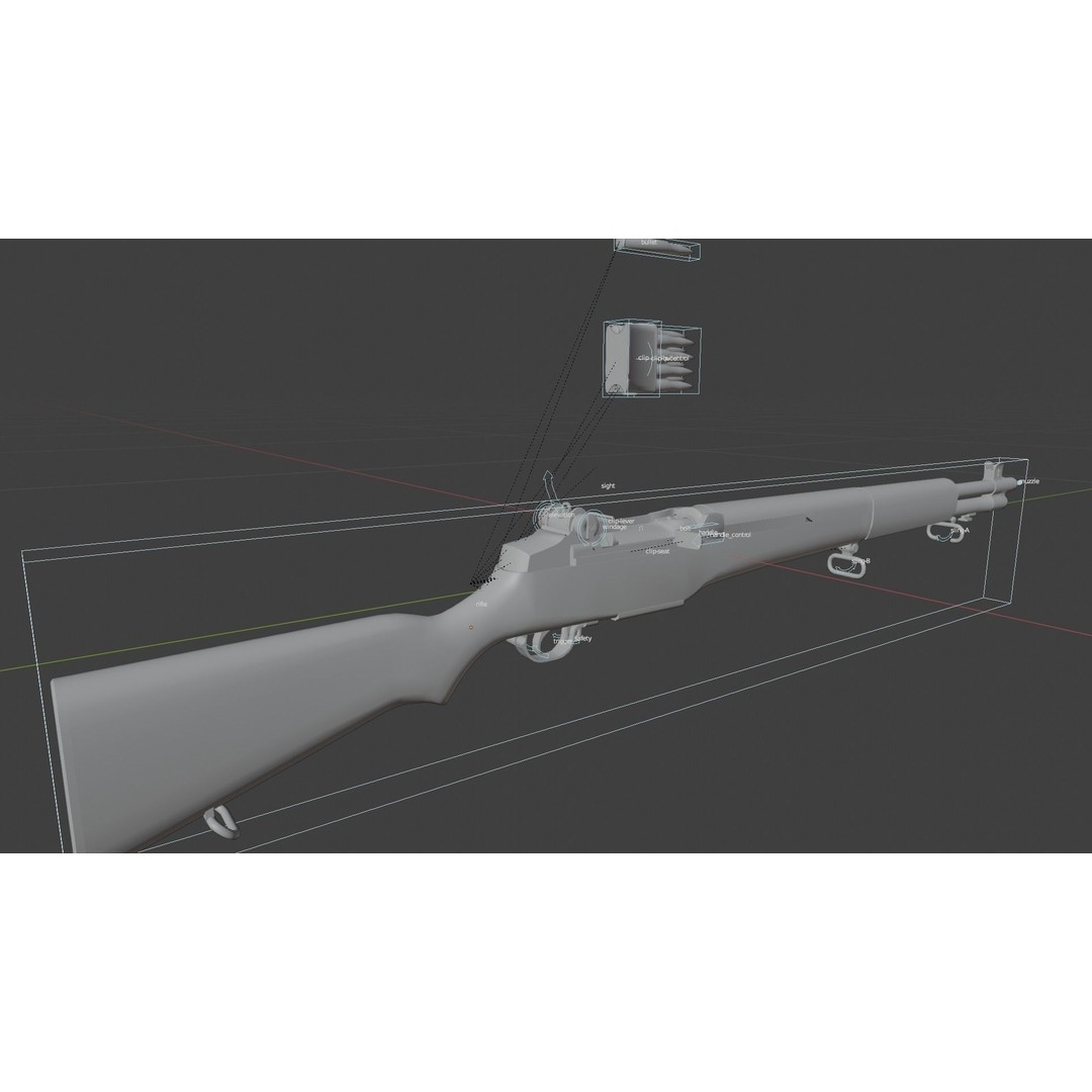 M1 Garand Rifle 3D Model – Low Poly Game Asset, FBX, Blender