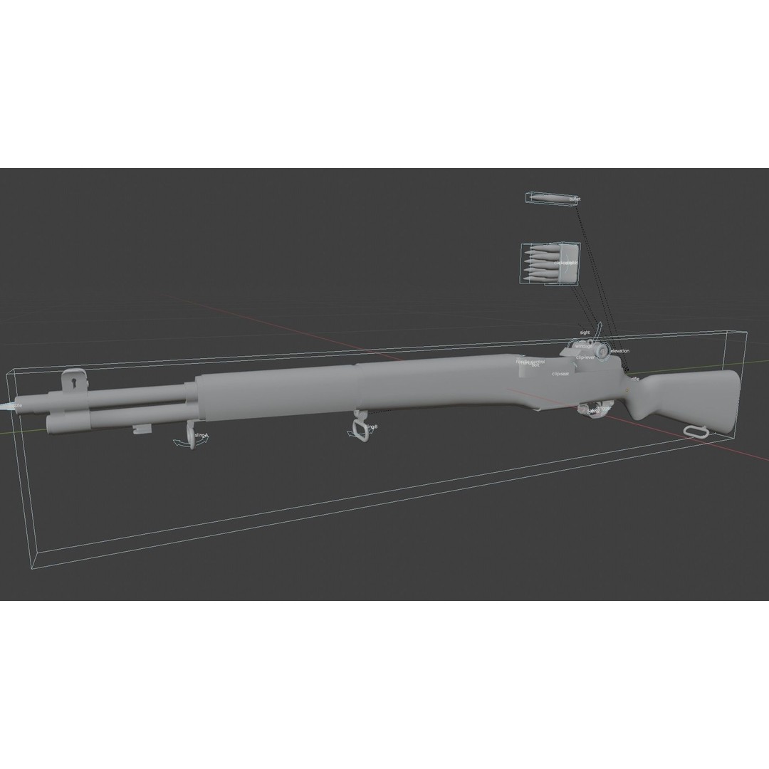 M1 Garand Rifle 3D Model – Low Poly Game Asset, FBX, Blender - View 12