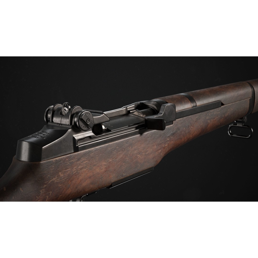 M1 Garand Rifle 3D Model – Low Poly Game Asset, FBX, Blender - View 4