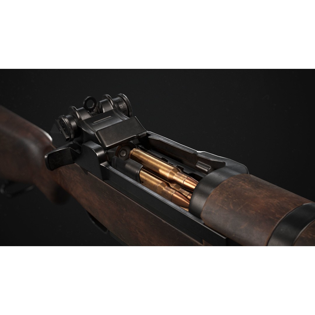 M1 Garand Rifle 3D Model – Low Poly Game Asset, FBX, Blender - View 6