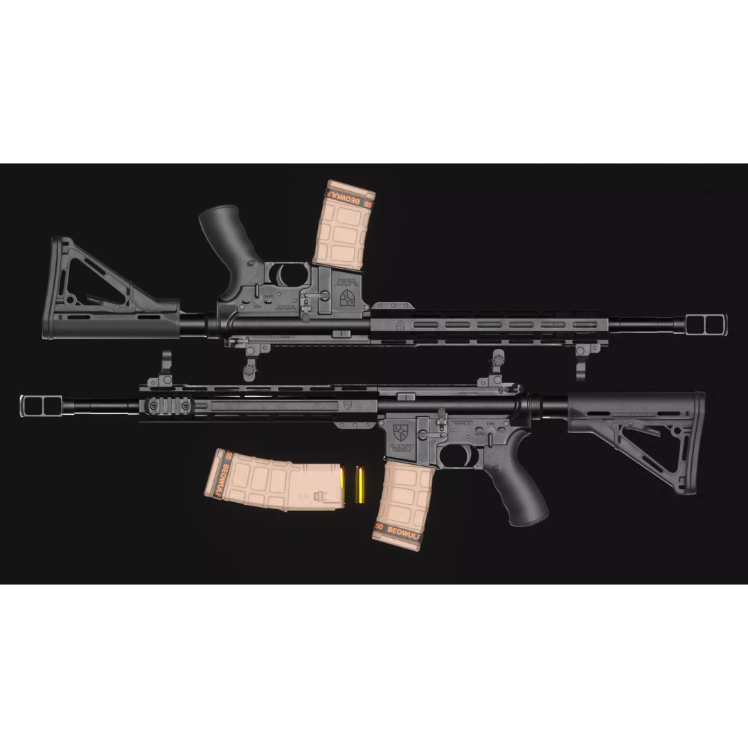 Alexander Arms 50 Beowulf Tactical AR-15 3D Model – Low Poly Game Asset, FBX - View 7