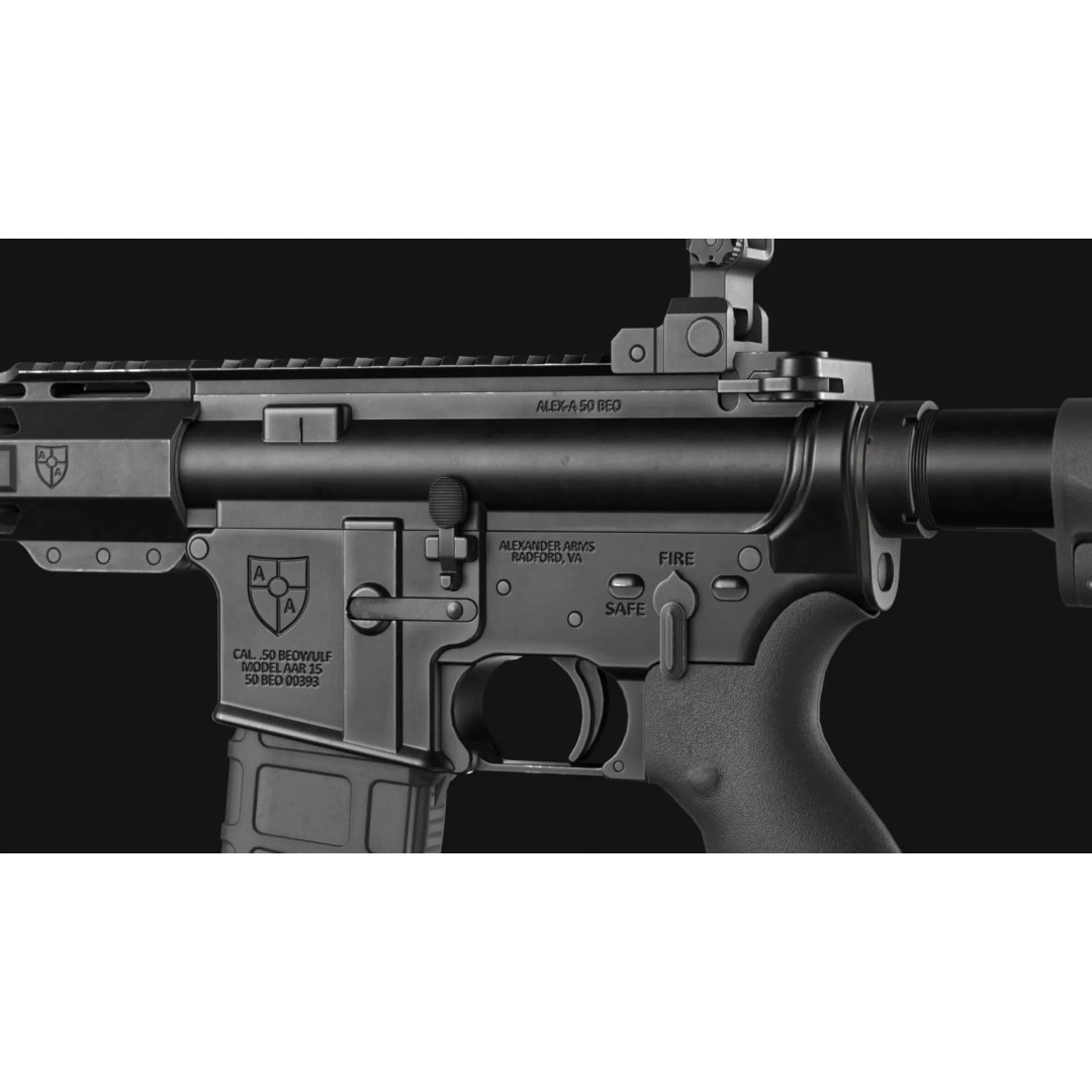 Alexander Arms 50 Beowulf Tactical AR-15 3D Model – Low Poly Game Asset, FBX - View 9