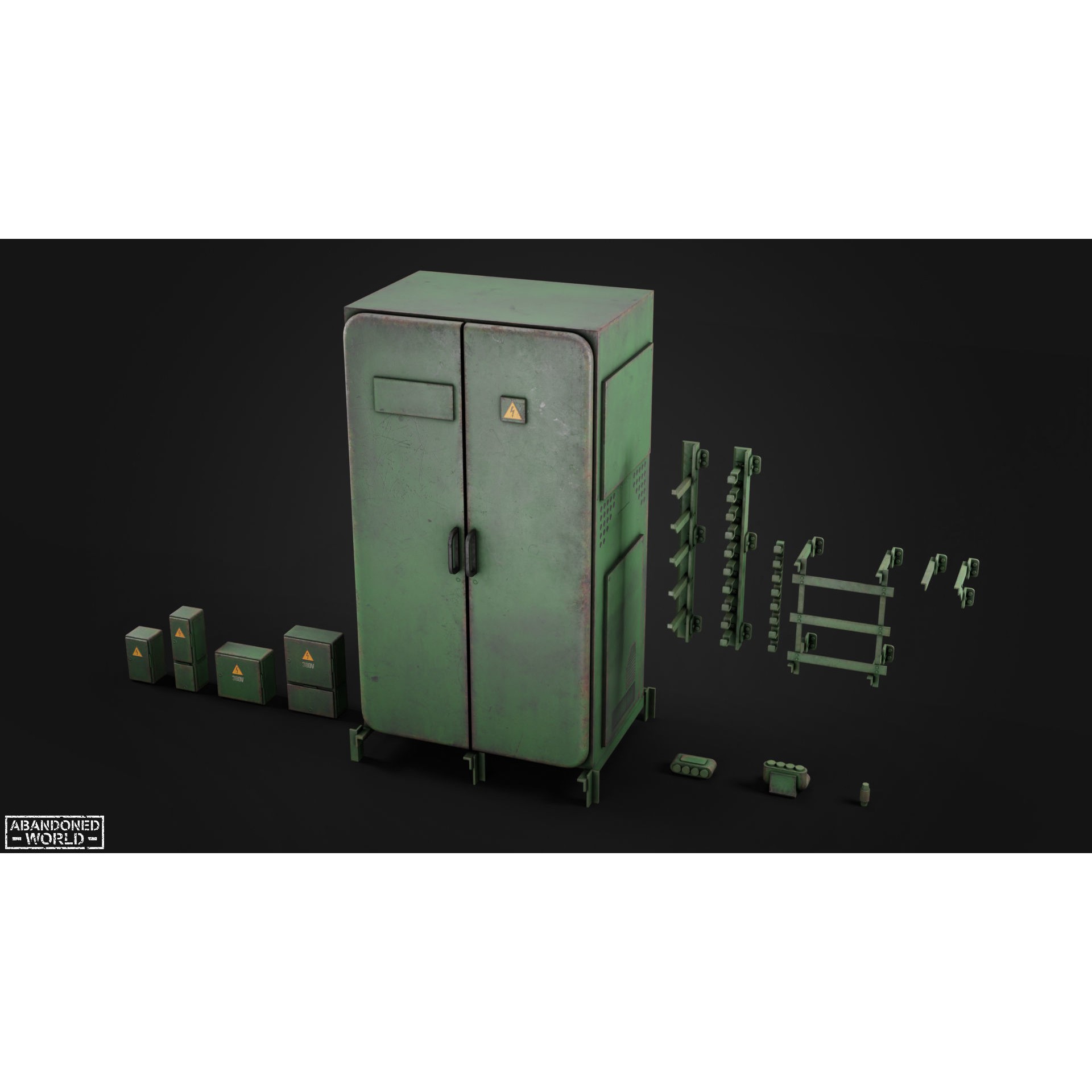 Old Electrical Boxes Set - Low-Poly Game-Ready 3D Model - View 10