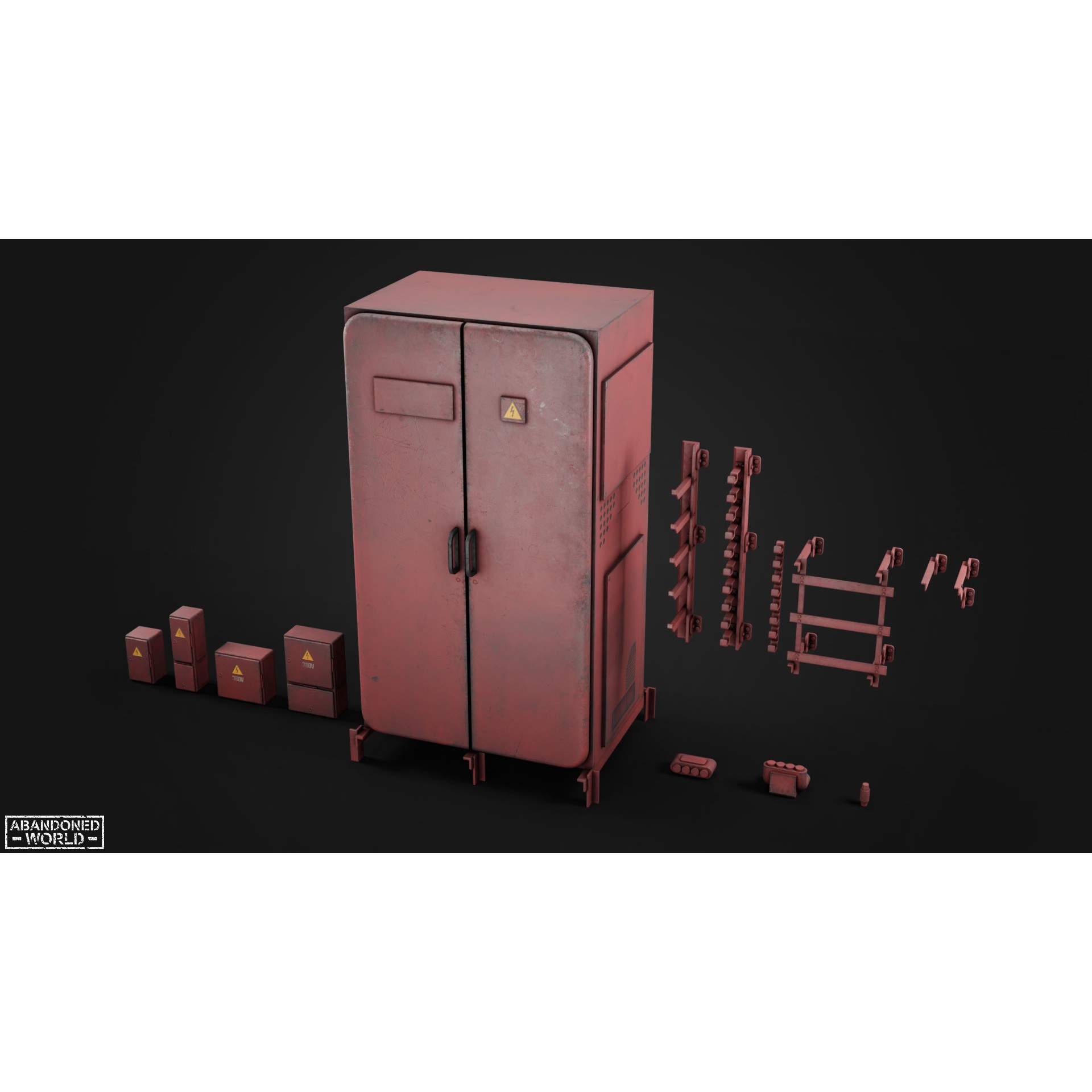 Old Electrical Boxes Set - Low-Poly Game-Ready 3D Model - View 11