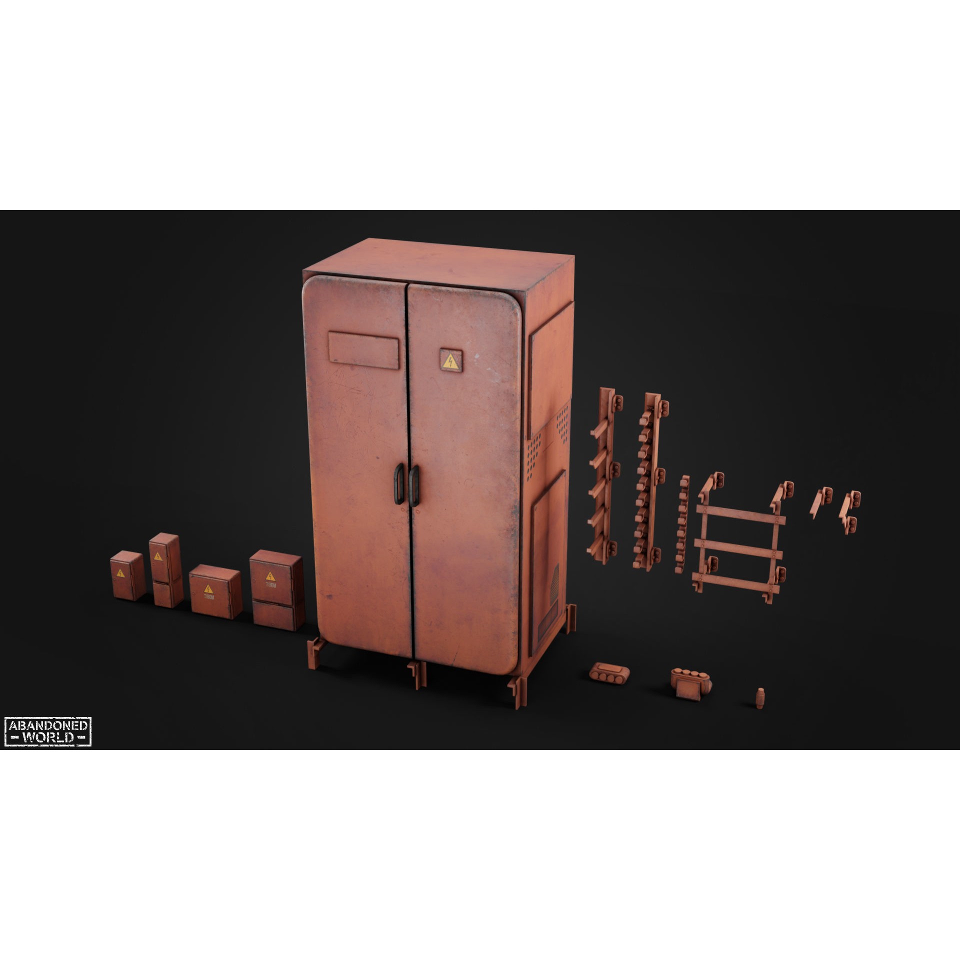 Old Electrical Boxes Set - Low-Poly Game-Ready 3D Model - View 12