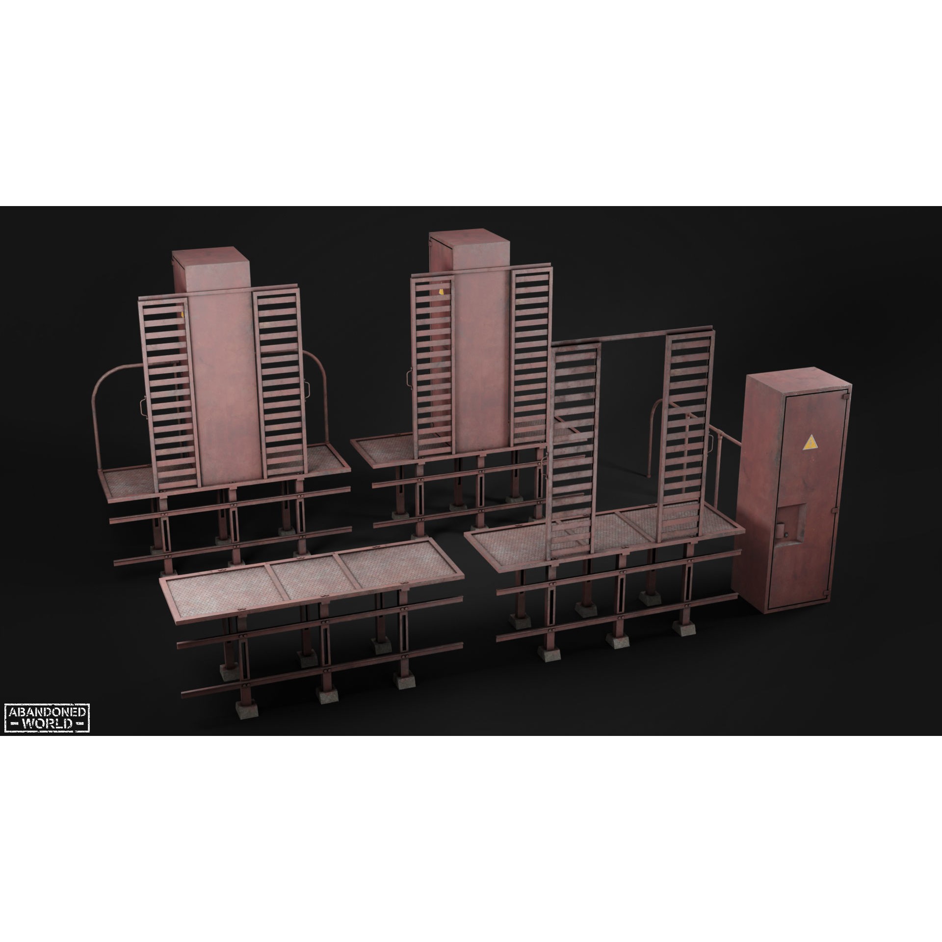 Old Electrical Boxes Set - Low-Poly Game-Ready 3D Model - View 19