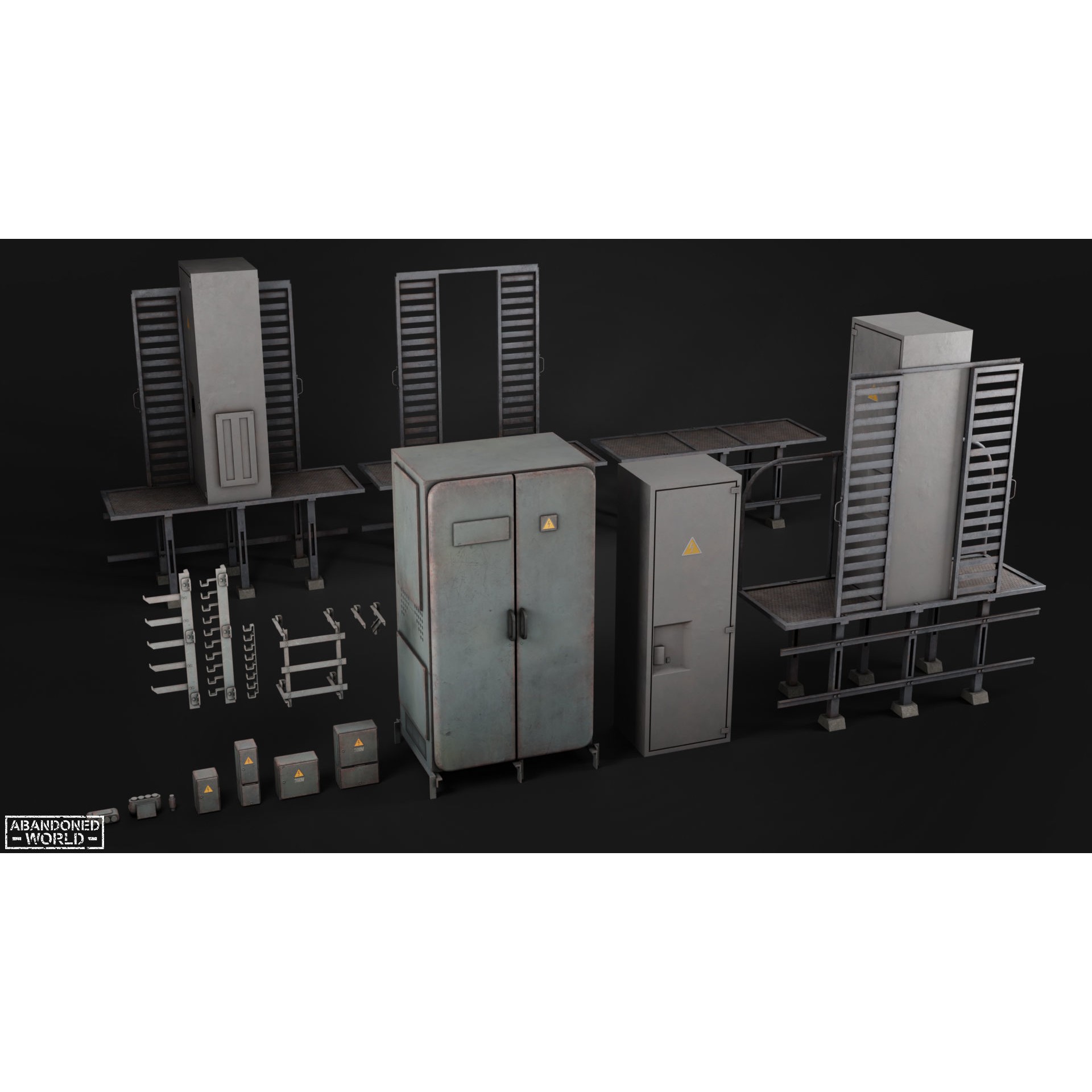 Old Electrical Boxes Set - Low-Poly Game-Ready 3D Model - View 3