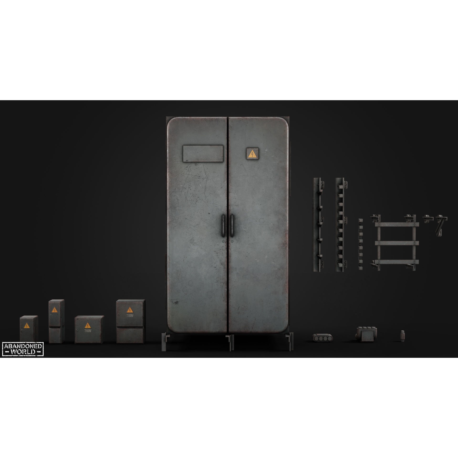 Old Electrical Boxes Set - Low-Poly Game-Ready 3D Model - View 4