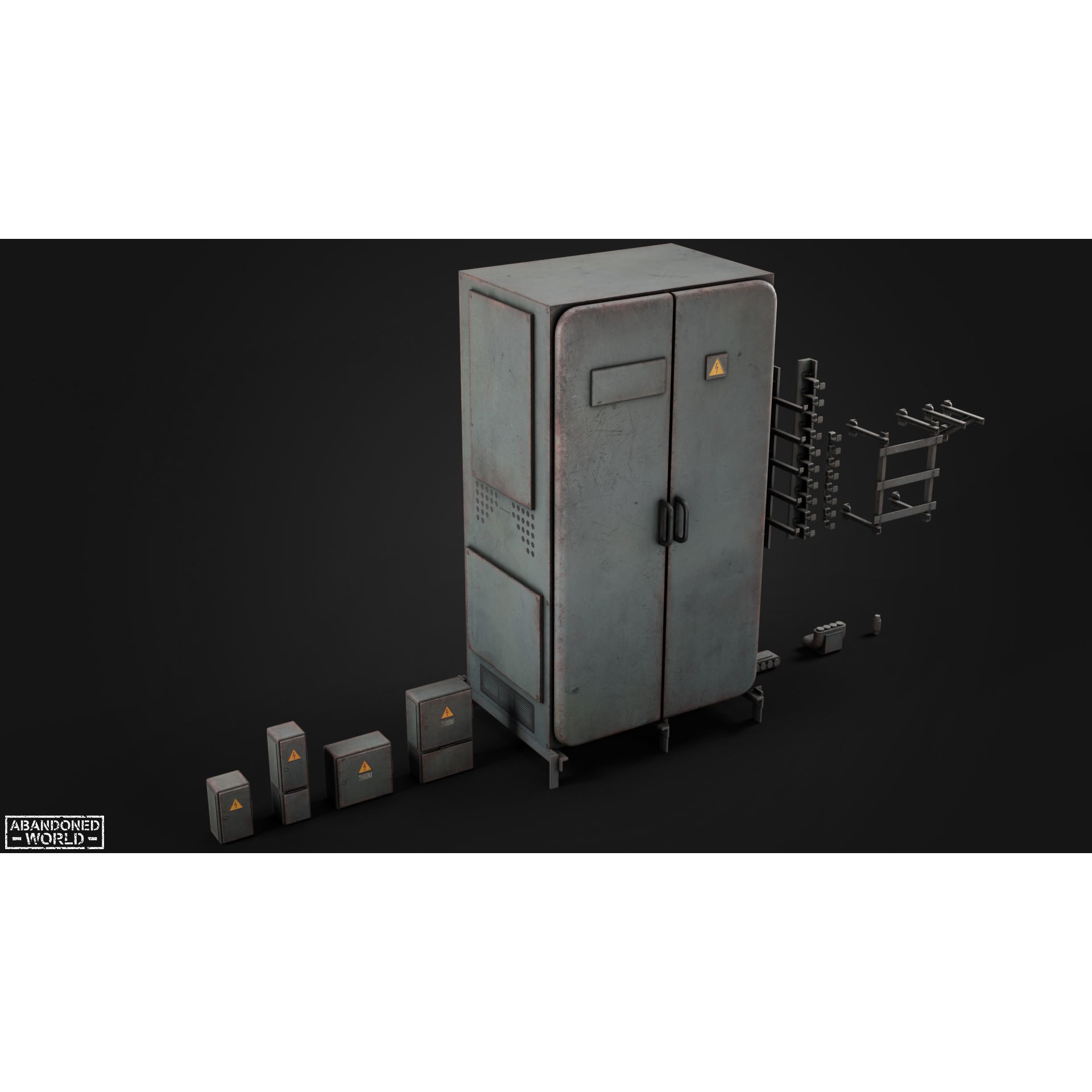 Old Electrical Boxes Set - Low-Poly Game-Ready 3D Model - View 5