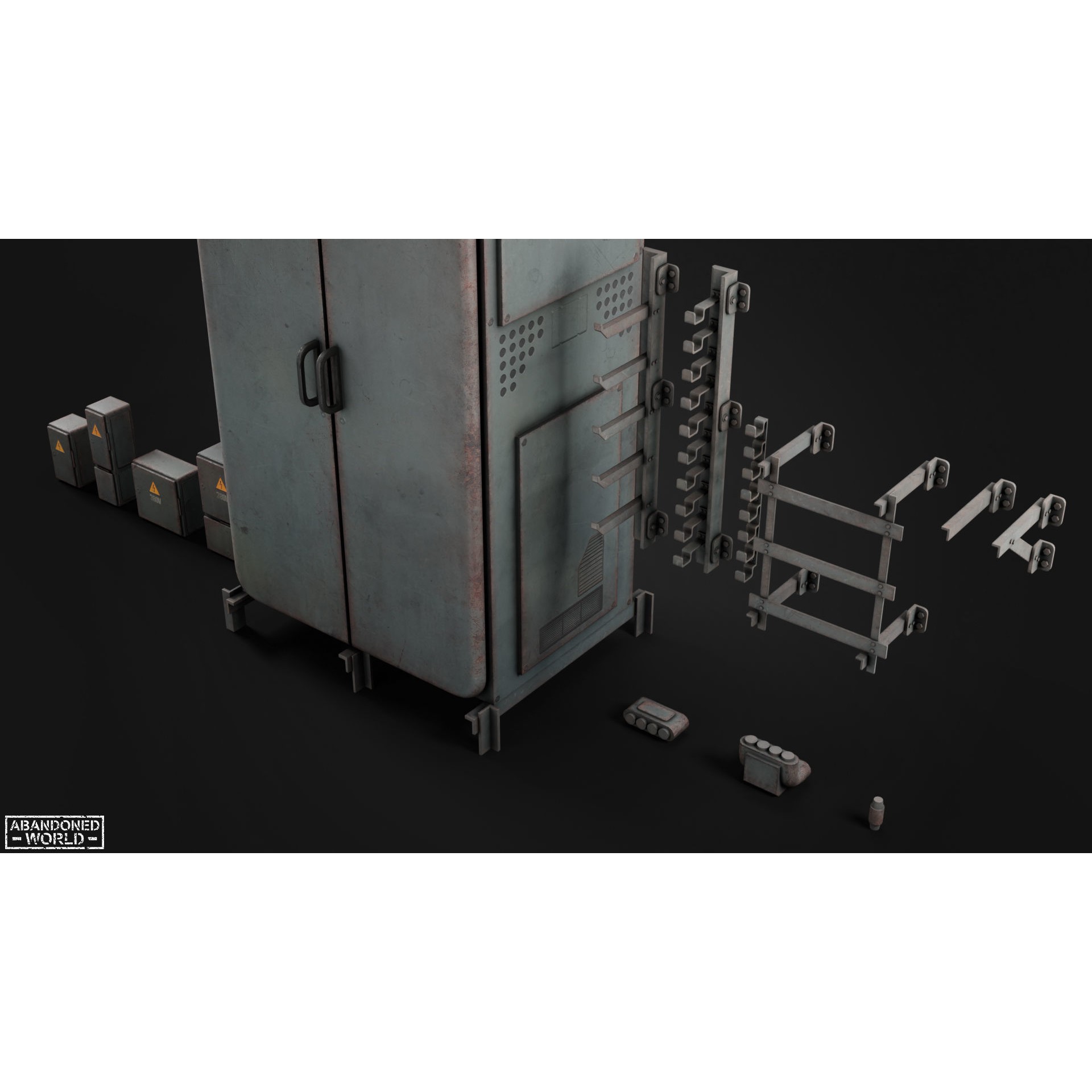 Old Electrical Boxes Set - Low-Poly Game-Ready 3D Model - View 6