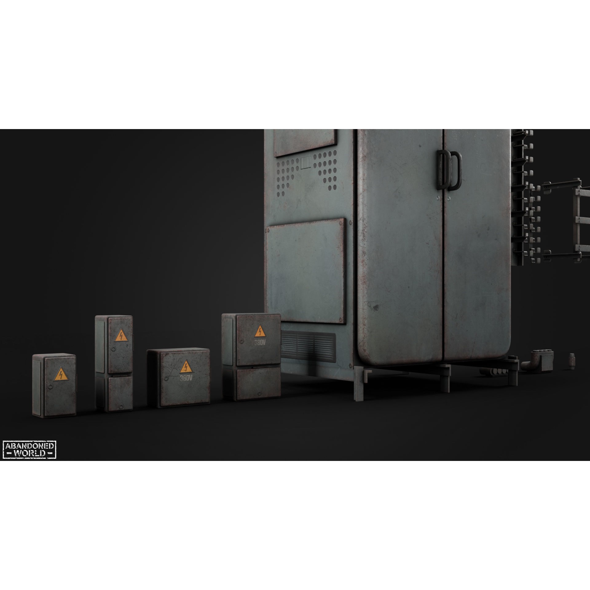 Old Electrical Boxes Set - Low-Poly Game-Ready 3D Model - View 7
