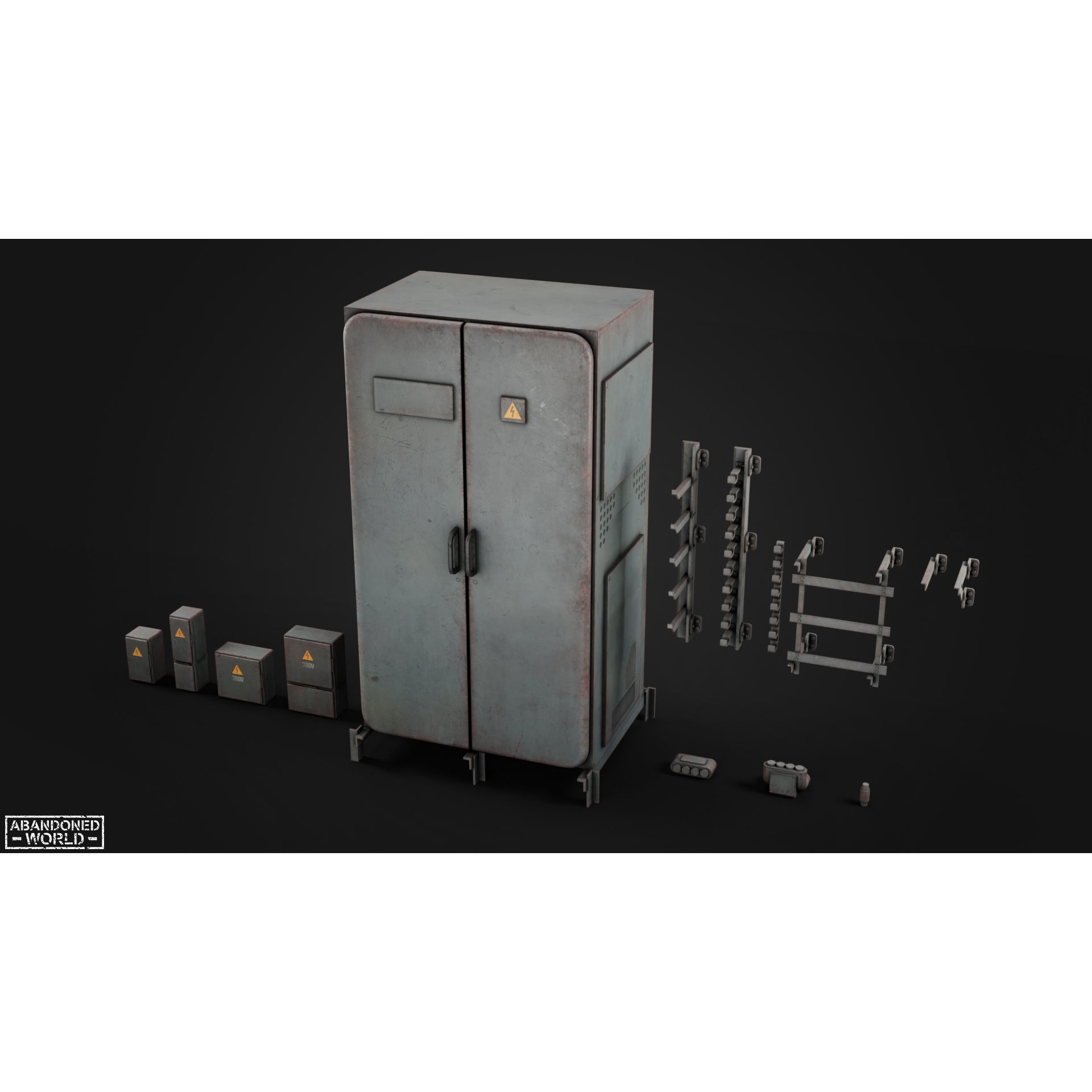 Old Electrical Boxes Set - Low-Poly Game-Ready 3D Model - View 8