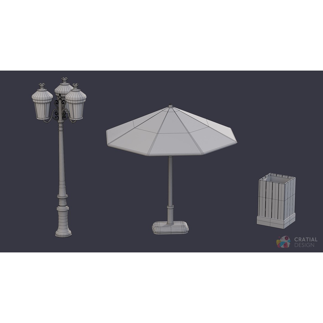 Stylized Patio Pack 3D Model – Cafe and Restaurant Theme, PBR Textures - View 11