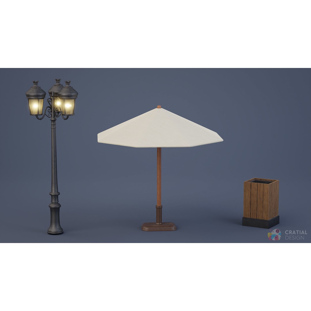 Stylized Patio Pack 3D Model – Cafe and Restaurant Theme, PBR Textures - View 4