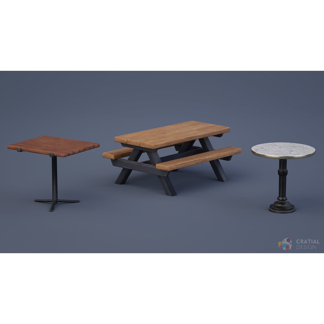Stylized Patio Pack 3D Model – Cafe and Restaurant Theme, PBR Textures - View 5