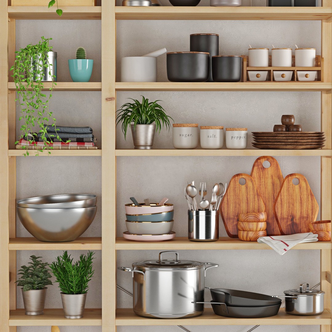 Kitchenware 3D Model – Tableware Set, PBR Textures, OBJ, FBX - View 4