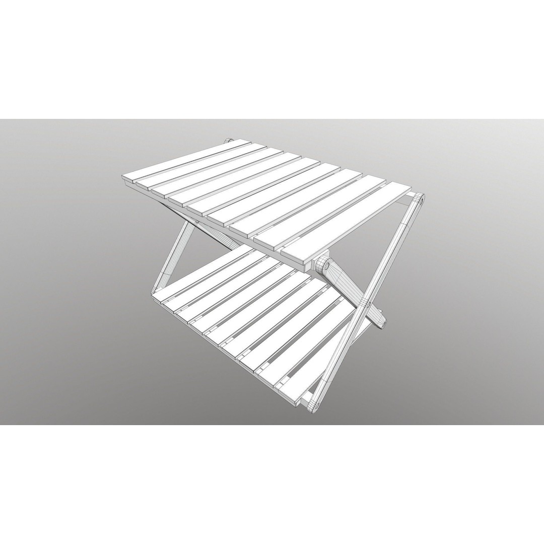 Foldable Wooden Rack 3D Model – Low Poly Game Asset, FBX