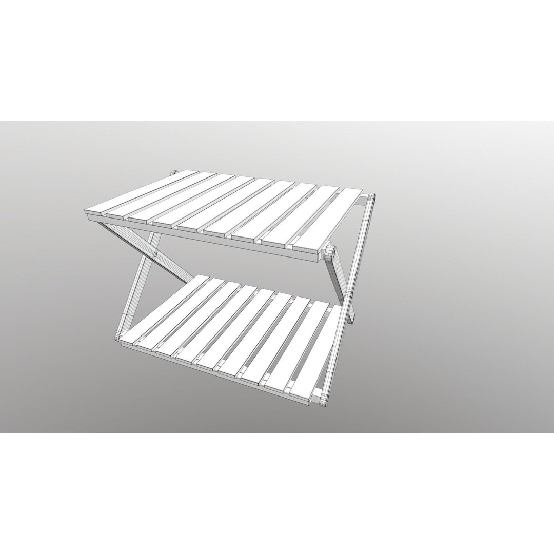 Foldable Wooden Rack 3D Model – Low Poly Game Asset, FBX - View 12
