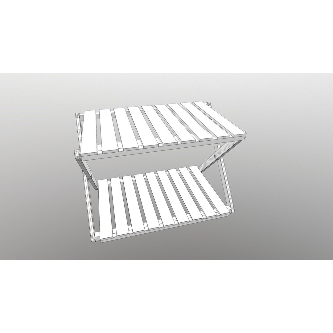 Foldable Wooden Rack 3D Model – Low Poly Game Asset, FBX - View 13