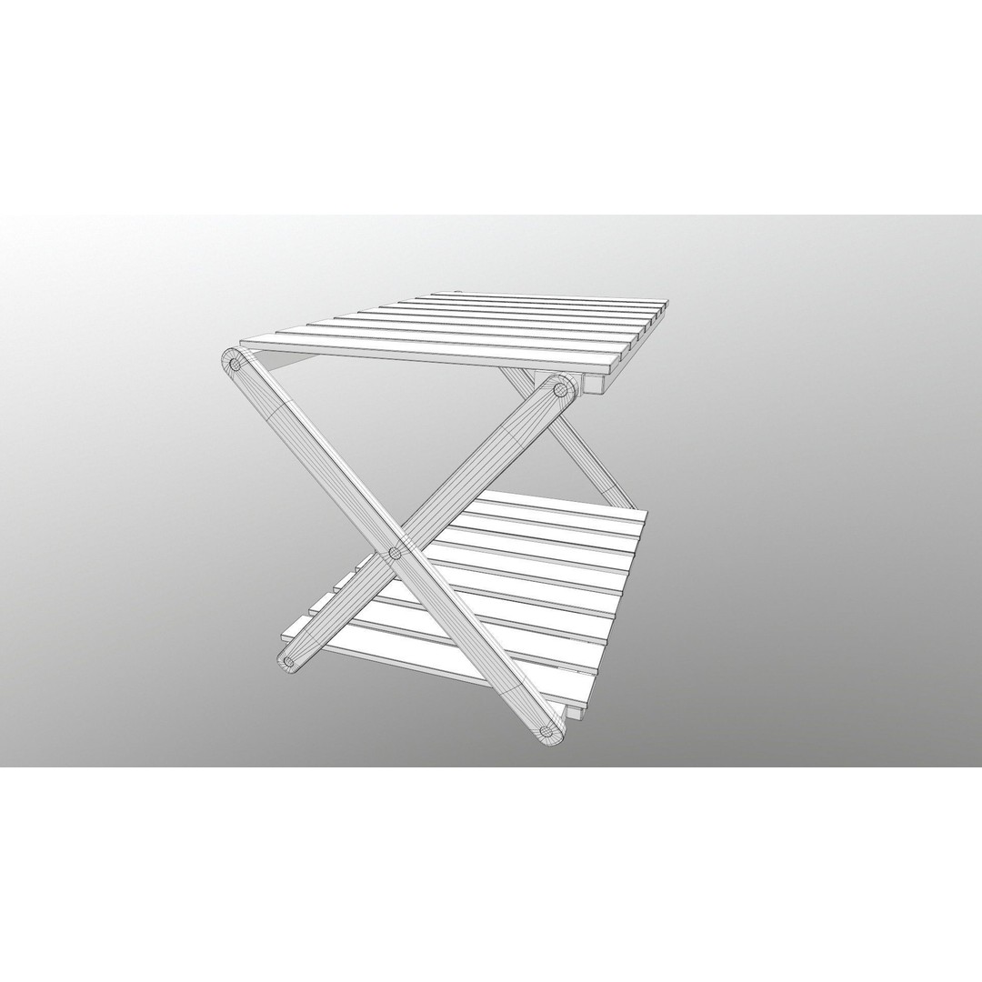 Foldable Wooden Rack 3D Model – Low Poly Game Asset, FBX - View 14