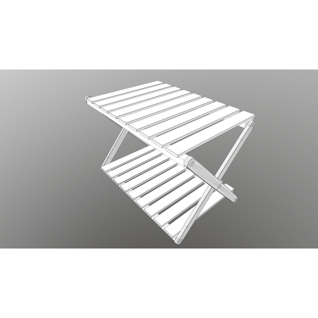 Foldable Wooden Rack 3D Model – Low Poly Game Asset, FBX - View 15