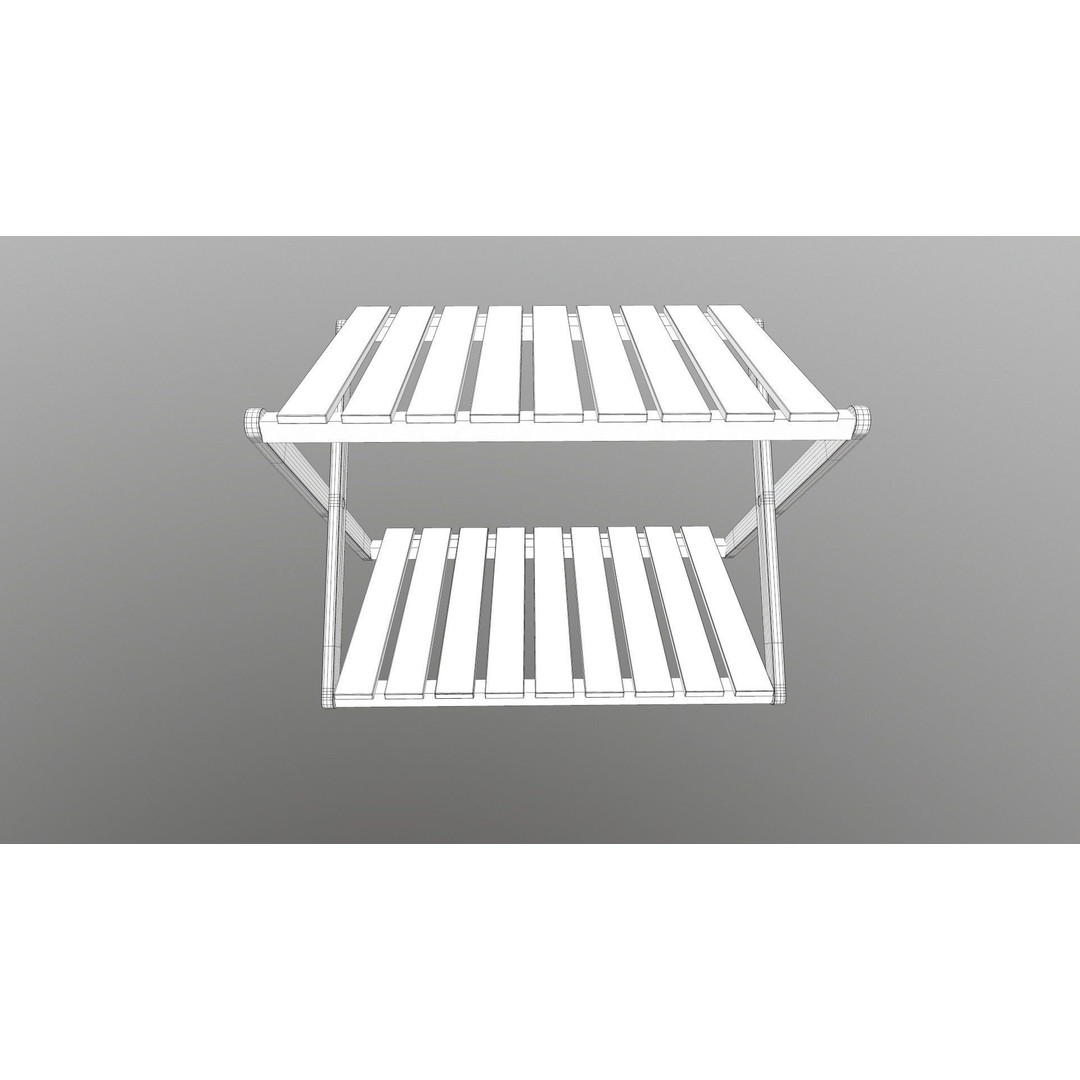 Foldable Wooden Rack 3D Model – Low Poly Game Asset, FBX - View 16