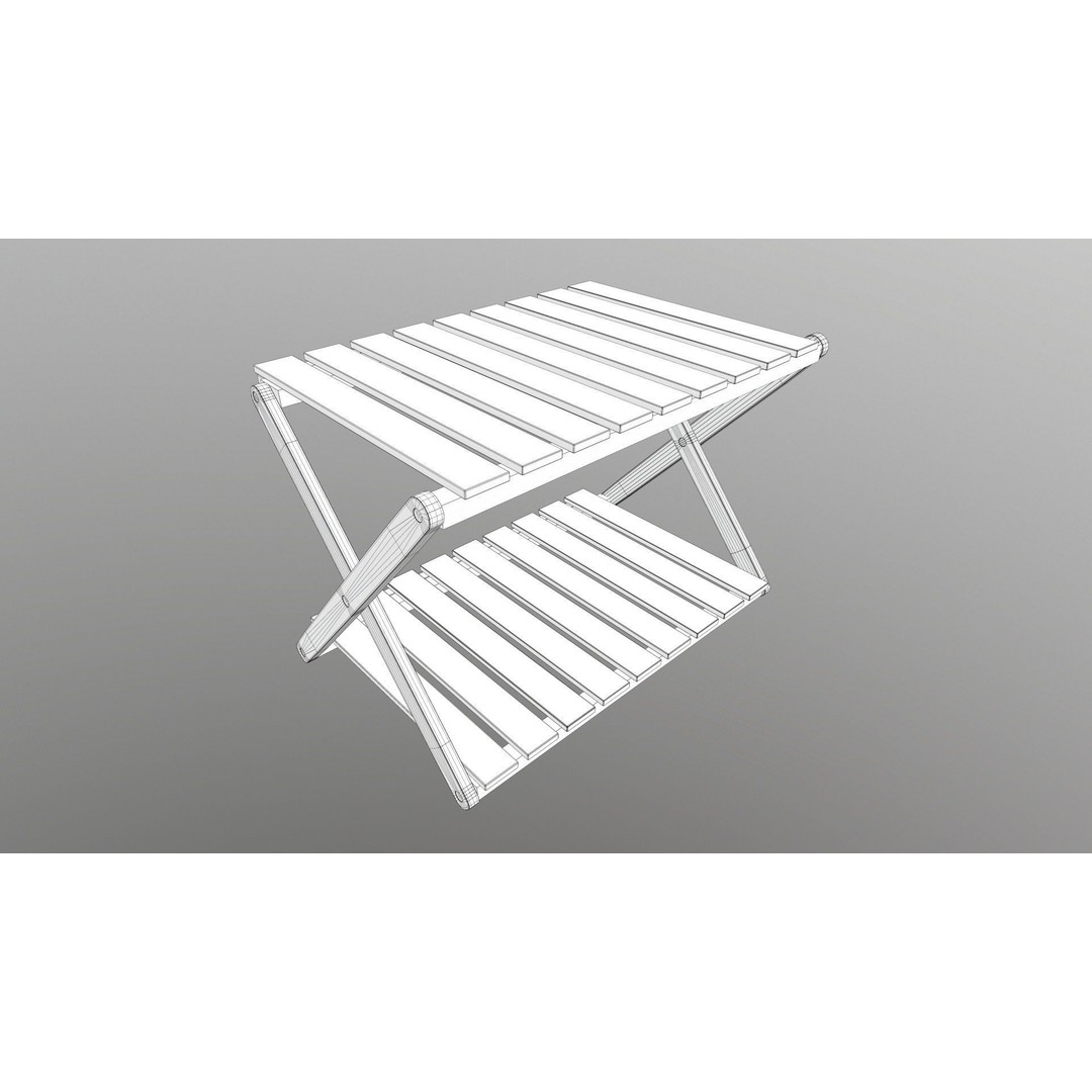 Foldable Wooden Rack 3D Model – Low Poly Game Asset, FBX - View 17