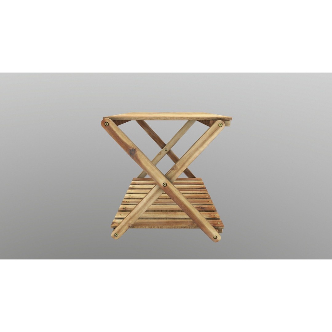 Foldable Wooden Rack 3D Model – Low Poly Game Asset, FBX - View 3
