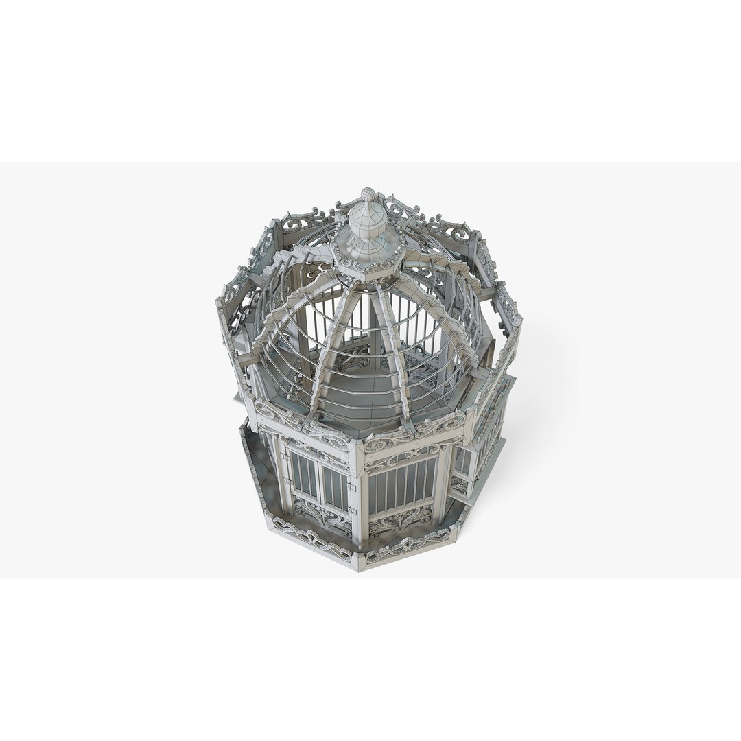 Birdcage 3D Model – Low Poly Antique Wooden Game Asset, PBR - View 10