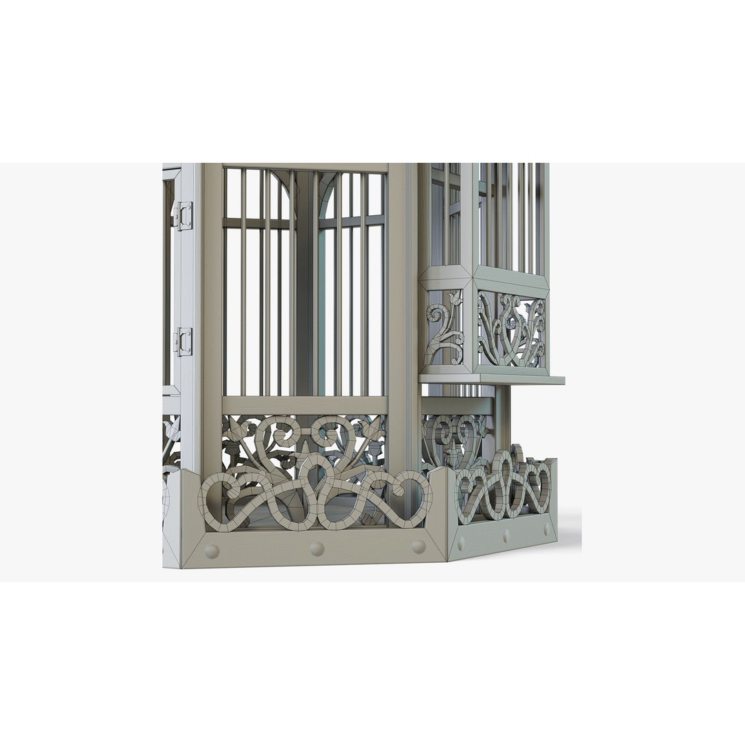 Birdcage 3D Model – Low Poly Antique Wooden Game Asset, PBR - View 13