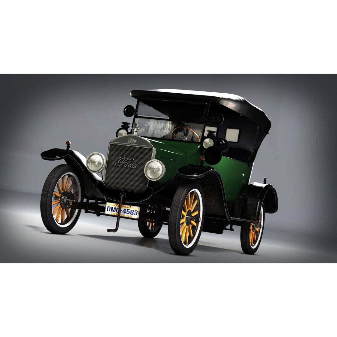 1924 Classic Car 3D Model – PBR Game-Ready Asset, FBX/Blender - View 3