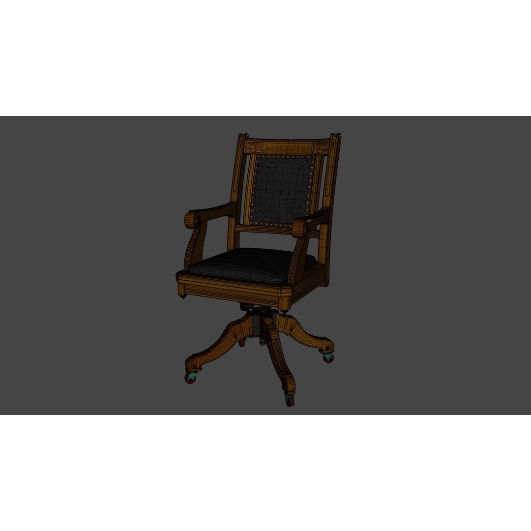 Victorian Chair 3D Model – Low Poly Game Asset with PBR Textures - View 11
