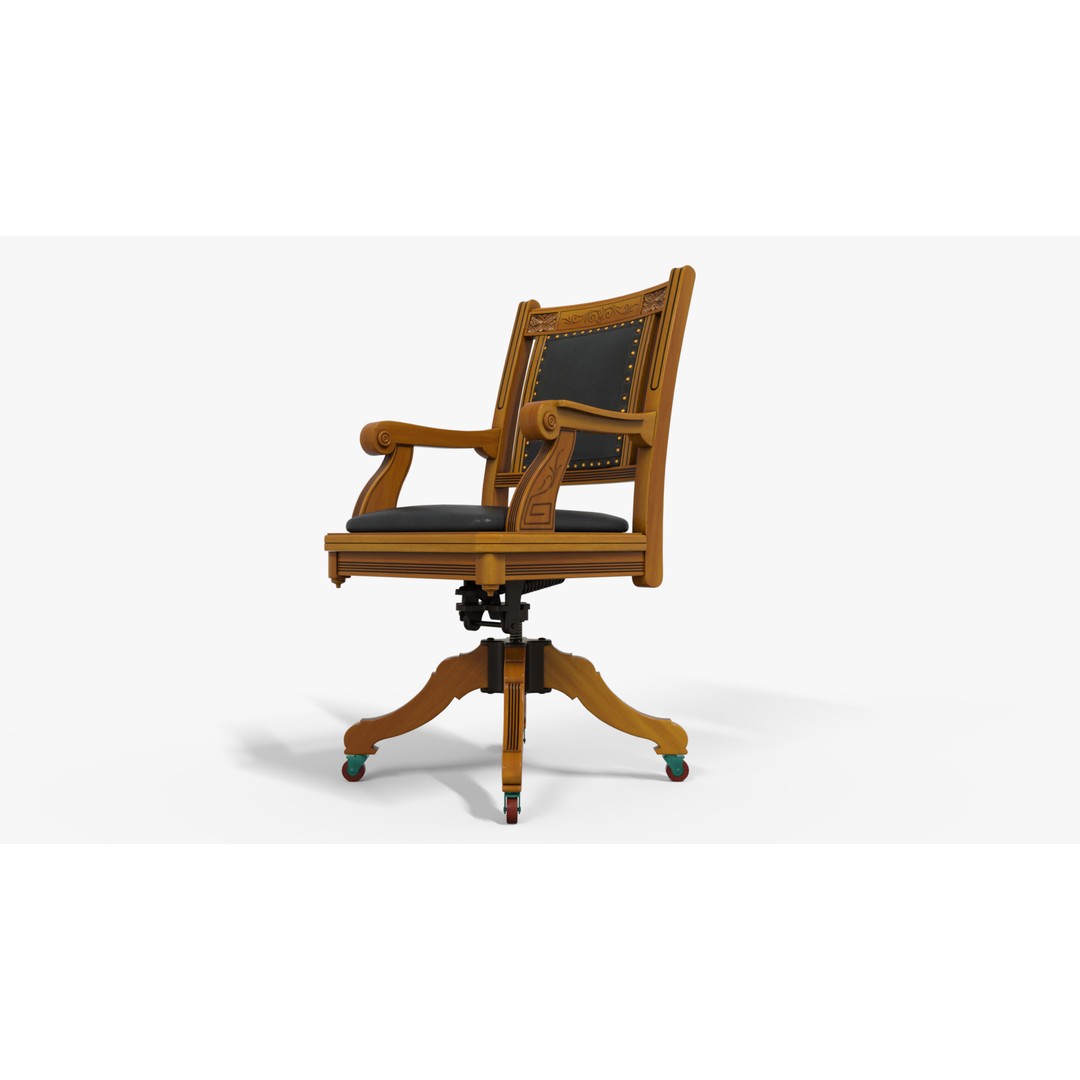 Victorian Chair 3D Model – Low Poly Game Asset with PBR Textures - View 4
