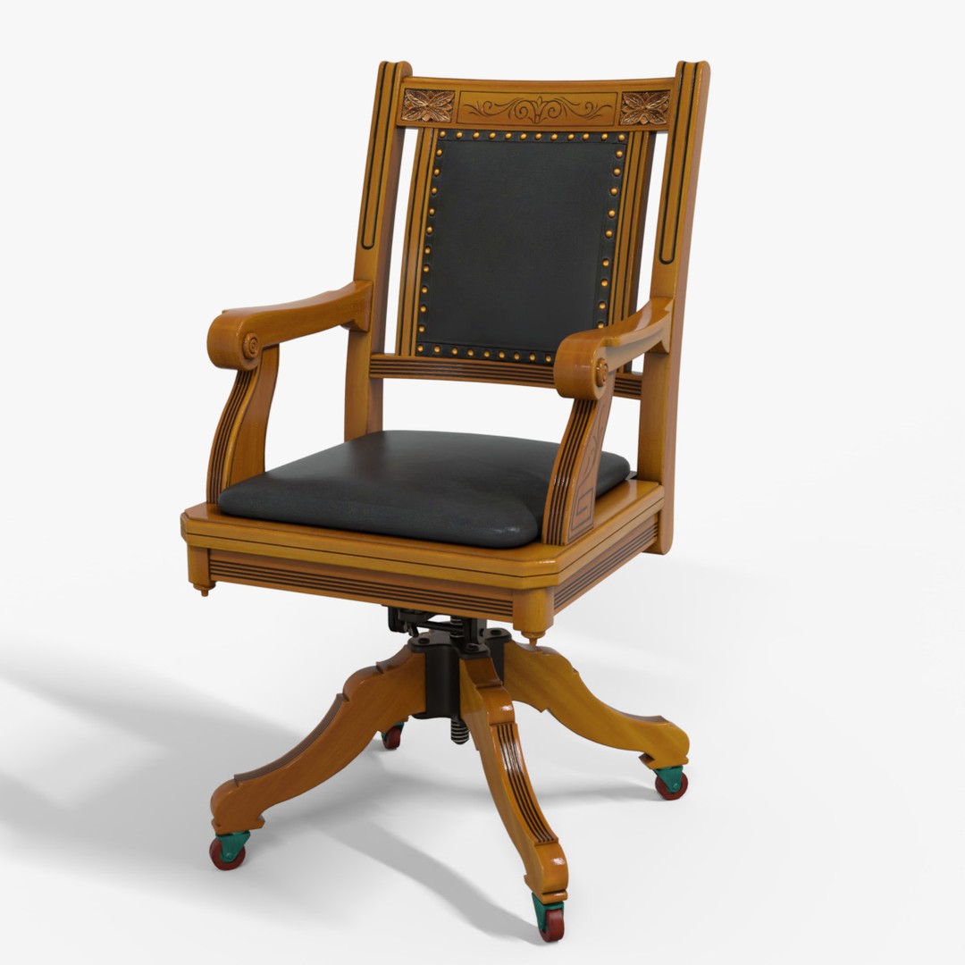 Victorian Chair 3D Model – Low Poly Game Asset with PBR Textures - View 9