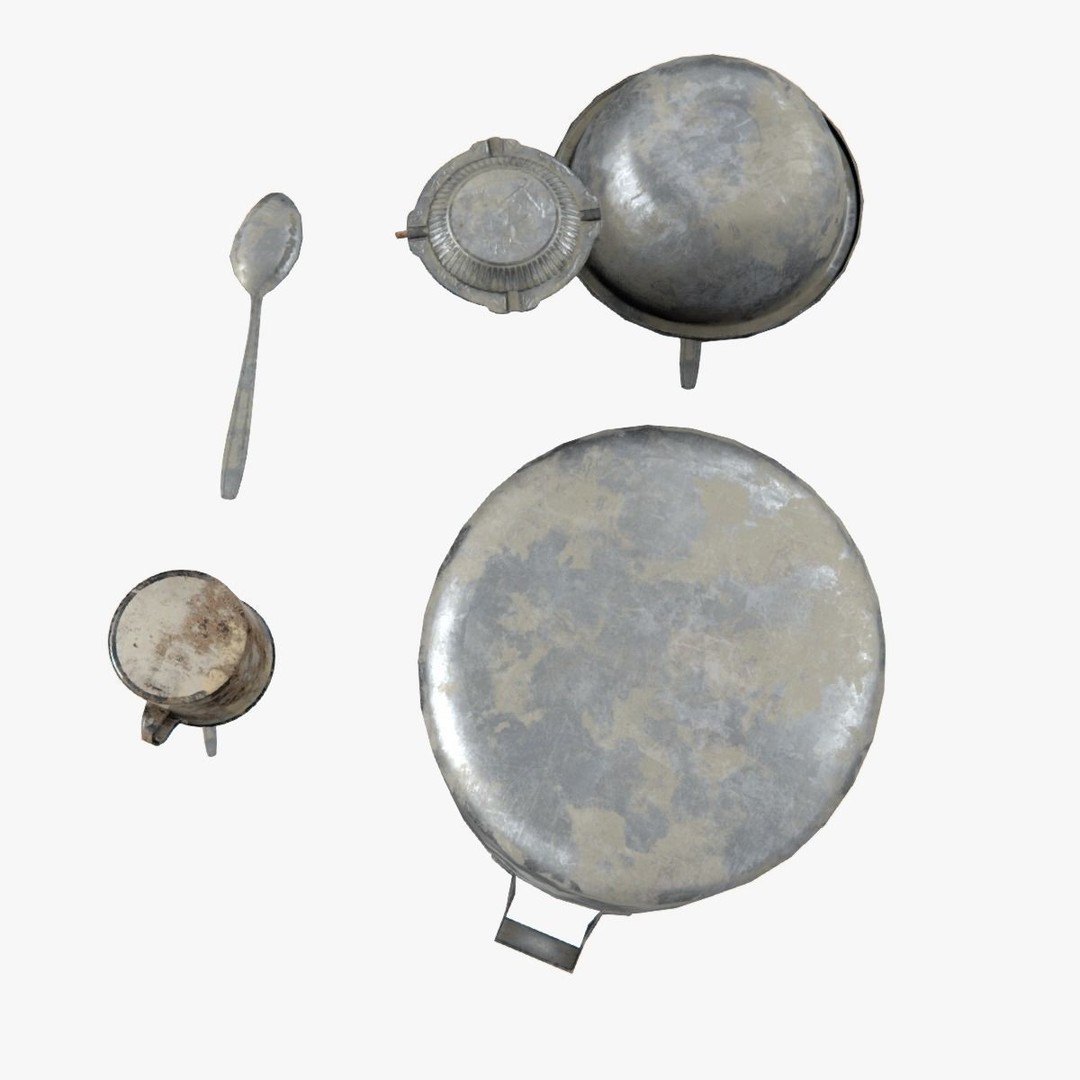 Old Metal Iron Tableware 3D Model – Low Poly PBR Game Asset, FBX - View 10