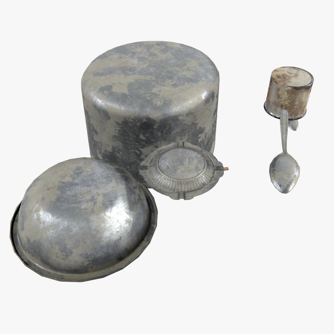 Old Metal Iron Tableware 3D Model – Low Poly PBR Game Asset, FBX - View 11