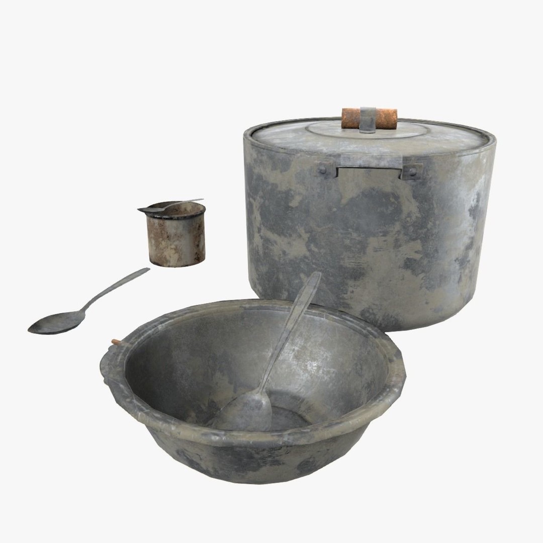 Old Metal Iron Tableware 3D Model – Low Poly PBR Game Asset, FBX - View 5