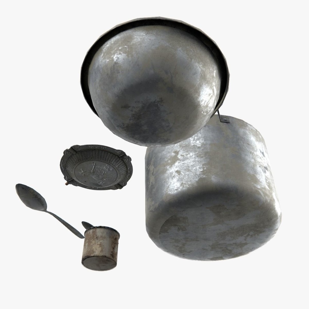 Old Metal Iron Tableware 3D Model – Low Poly PBR Game Asset, FBX - View 6