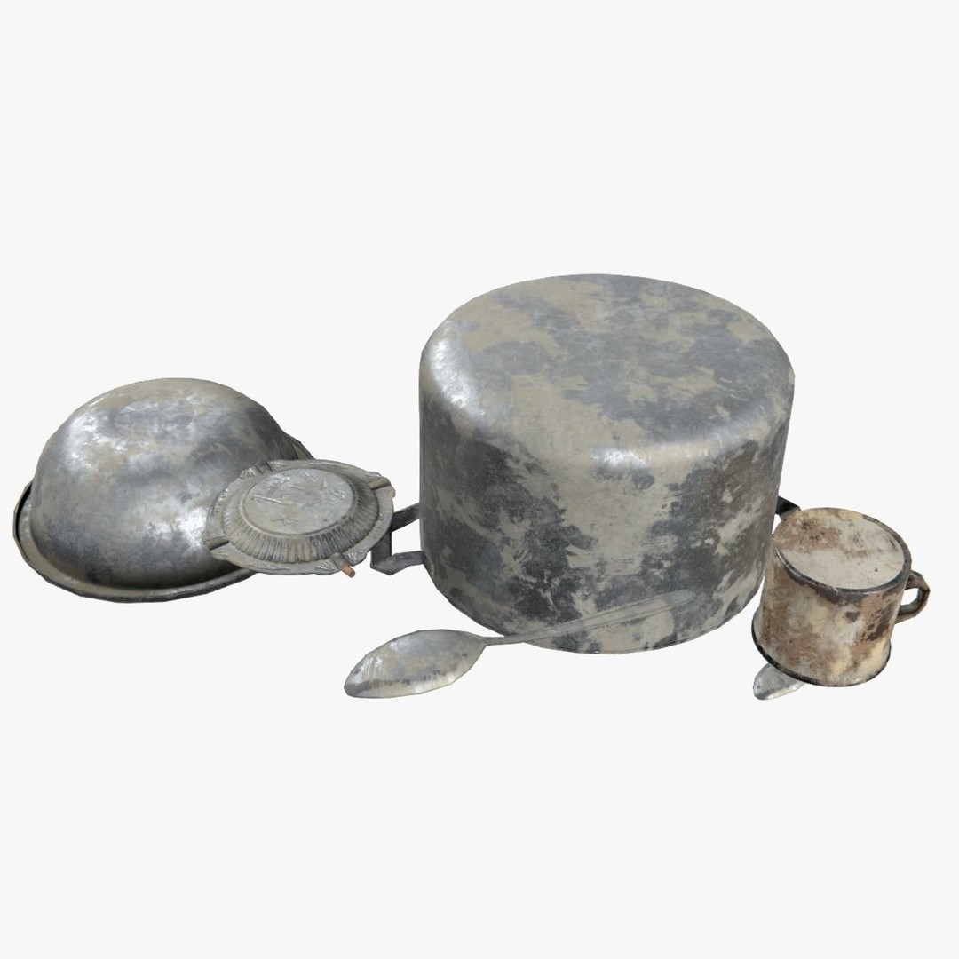 Old Metal Iron Tableware 3D Model – Low Poly PBR Game Asset, FBX - View 8