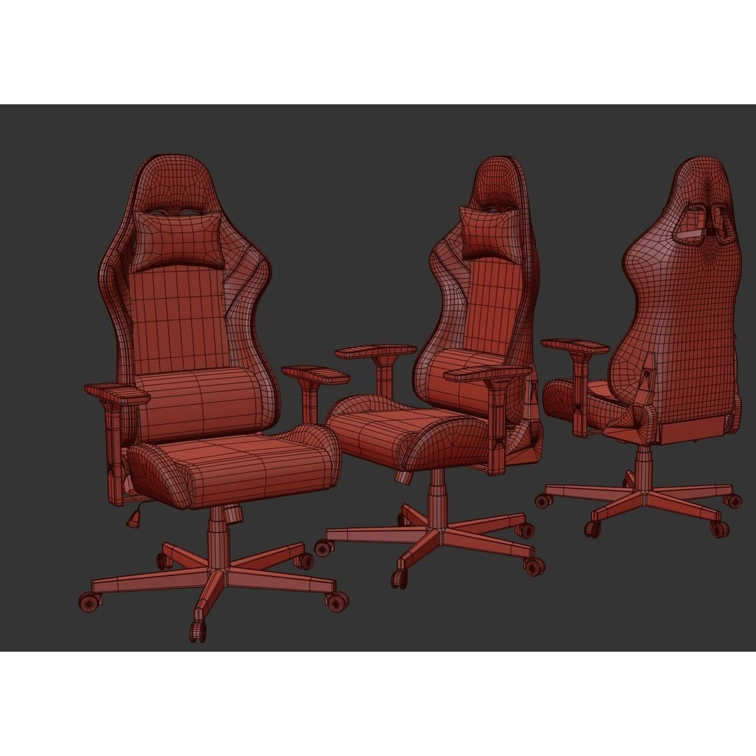 Gaming Chair 3D Model – Low Poly PBR Asset, FBX, OBJ Formats