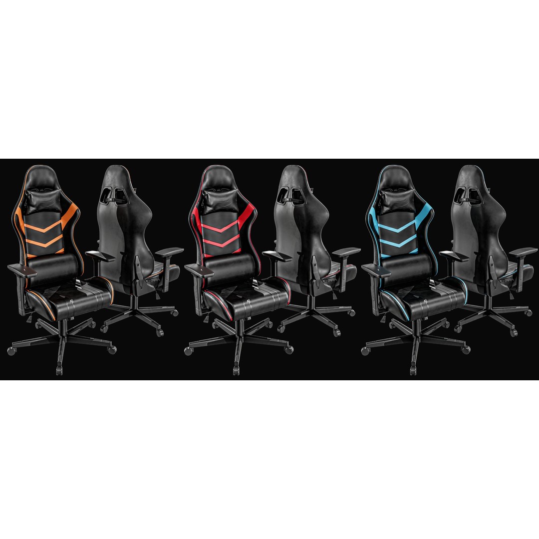 Gaming Chair 3D Model – Low Poly PBR Asset, FBX, OBJ Formats - View 3
