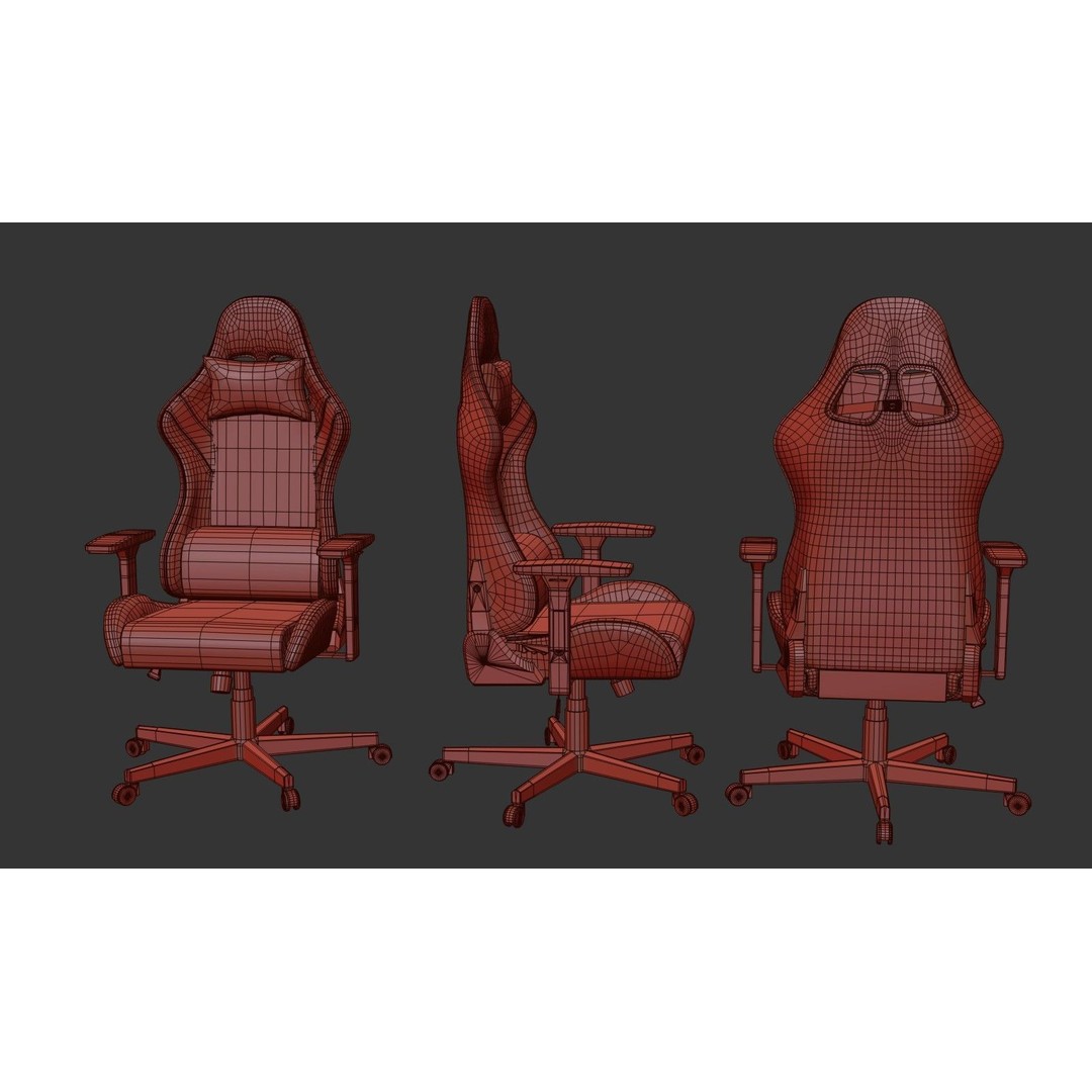 Gaming Chair 3D Model – Low Poly PBR Asset, FBX, OBJ Formats - View 30