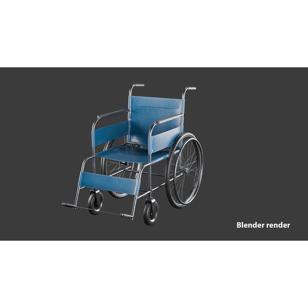 Hospital Wheelchair 3D Model – Low Poly Game Asset, FBX, Blender - View 13
