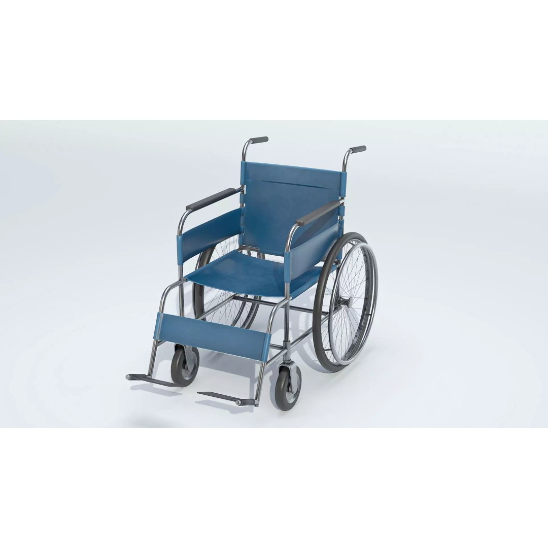 Hospital Wheelchair 3D Model – Low Poly Game Asset, FBX, Blender - View 2
