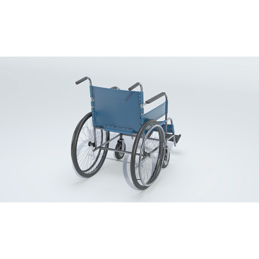 Hospital Wheelchair 3D Model – Low Poly Game Asset, FBX, Blender - View 4