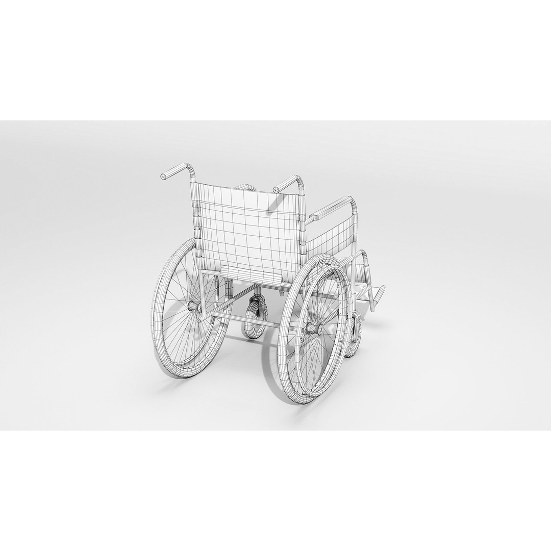 Hospital Wheelchair 3D Model – Low Poly Game Asset, FBX, Blender - View 5