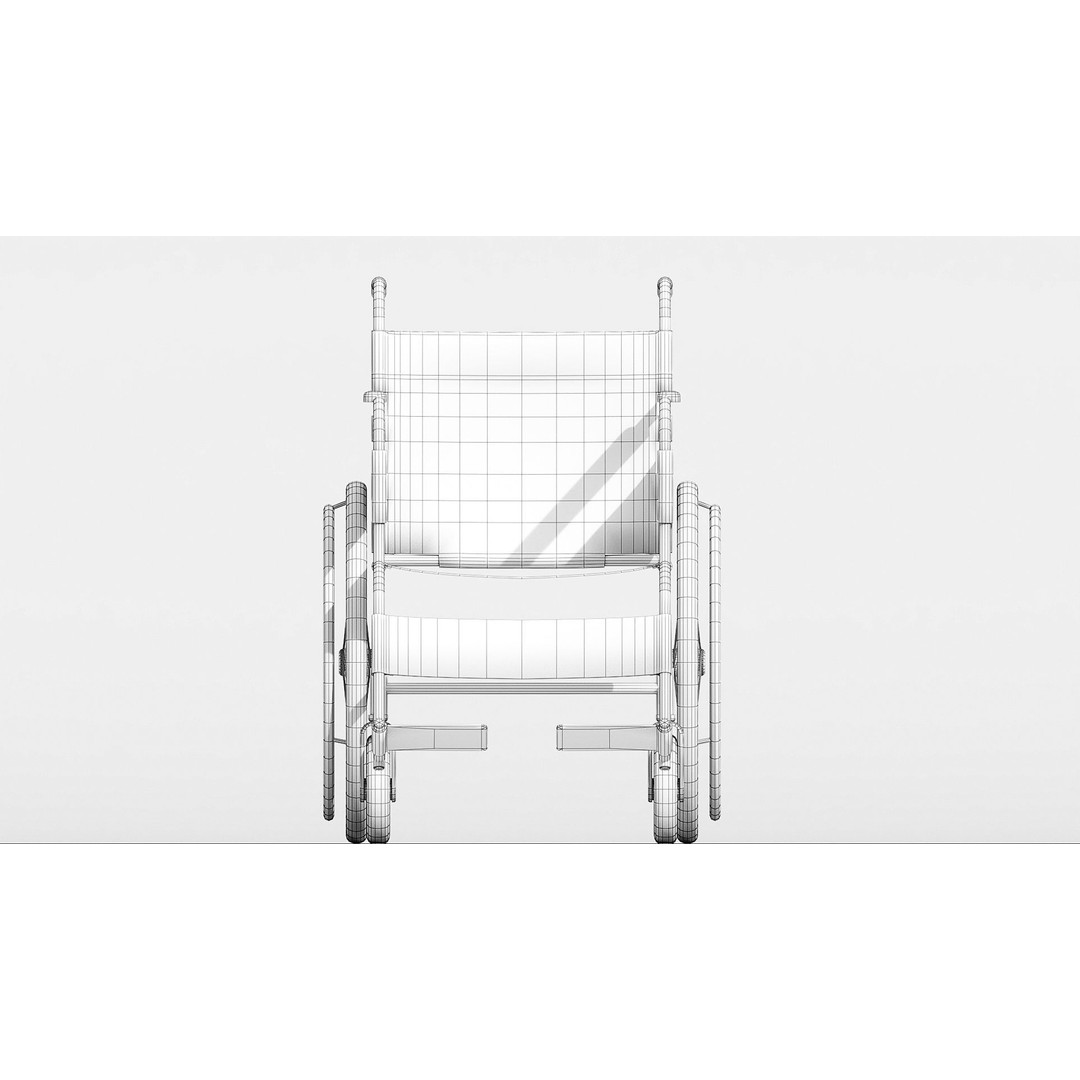 Hospital Wheelchair 3D Model – Low Poly Game Asset, FBX, Blender - View 7